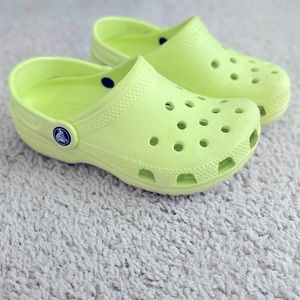 Big kids Crocs- size 1 neon yellow/lime